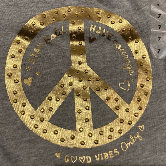 NWT Justice Peace sign tank top sz 7 gray heather/gold - Picture 12 of 13